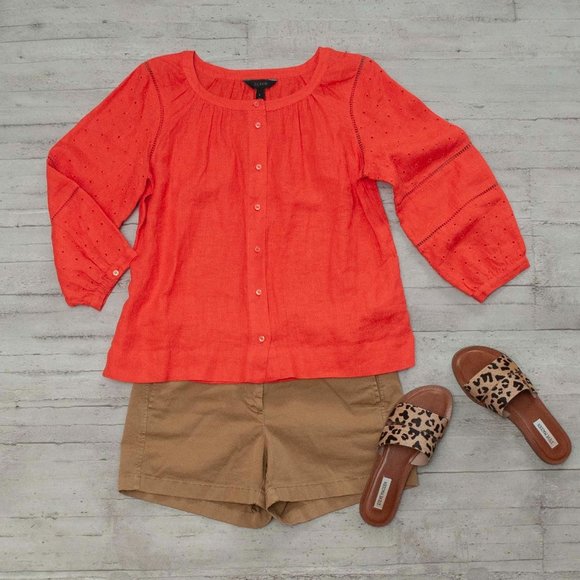 NWT J. Crew Linen Circle Eyelet Shirt sz S - Picture 1 of 5